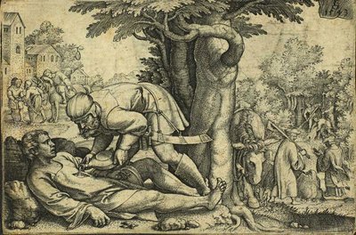 De barmhartige Samaritaan door Georg Pencz